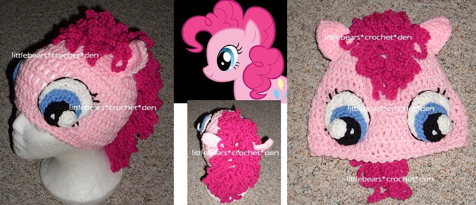 Cappello berretto personalizzato boutique CROCHETED MY LITTLE PONY PINKIE PIE