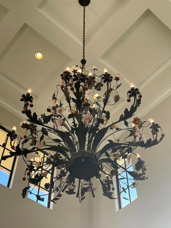 Bronze 18 Light Chandelier Glass Flowers Cristallo Fiore 56"W 81"H ELK Lighting  - Изображение 3 из 4