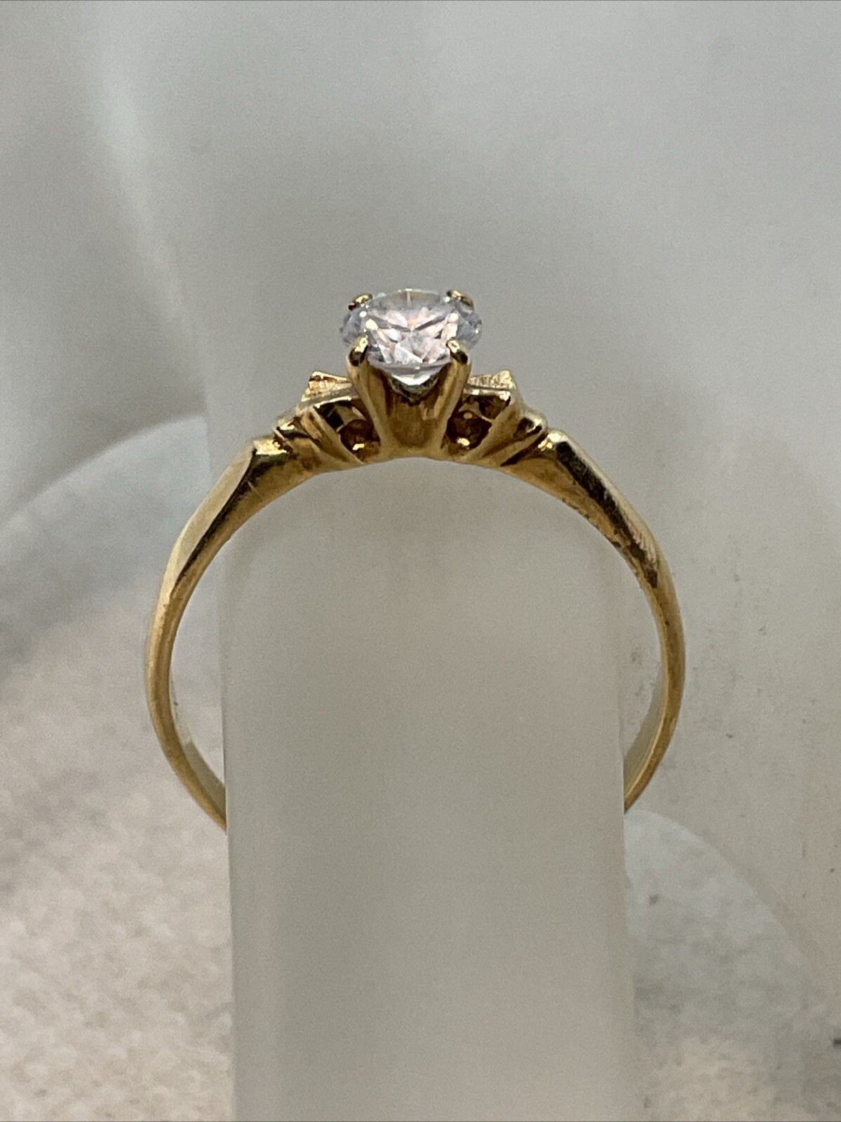 ELEGANT Solid 13K Yellow Gold Solitaire Round Whi… - image 12