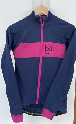 Rivelo cycling long sleeve jersey women XS navy magenta merino blend ski  winter UK