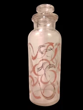 VTG Apothecary Vanity Dresser Jar MCM Glass Decanter Atomic Retro MOD Pink Gold