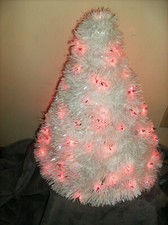 NEW ELECTRIC WHITE CHRISTMAS TREE 100 PURPLE LIGHTS 17" H x 13" W MADE IN USA