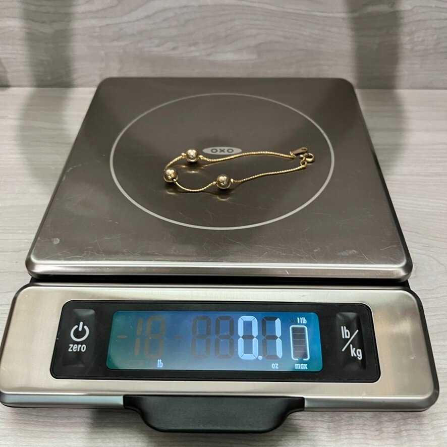 Claire's Chain Ankle Bracelet Metal Beaded Ball 7.5"L Anklet Goldtone