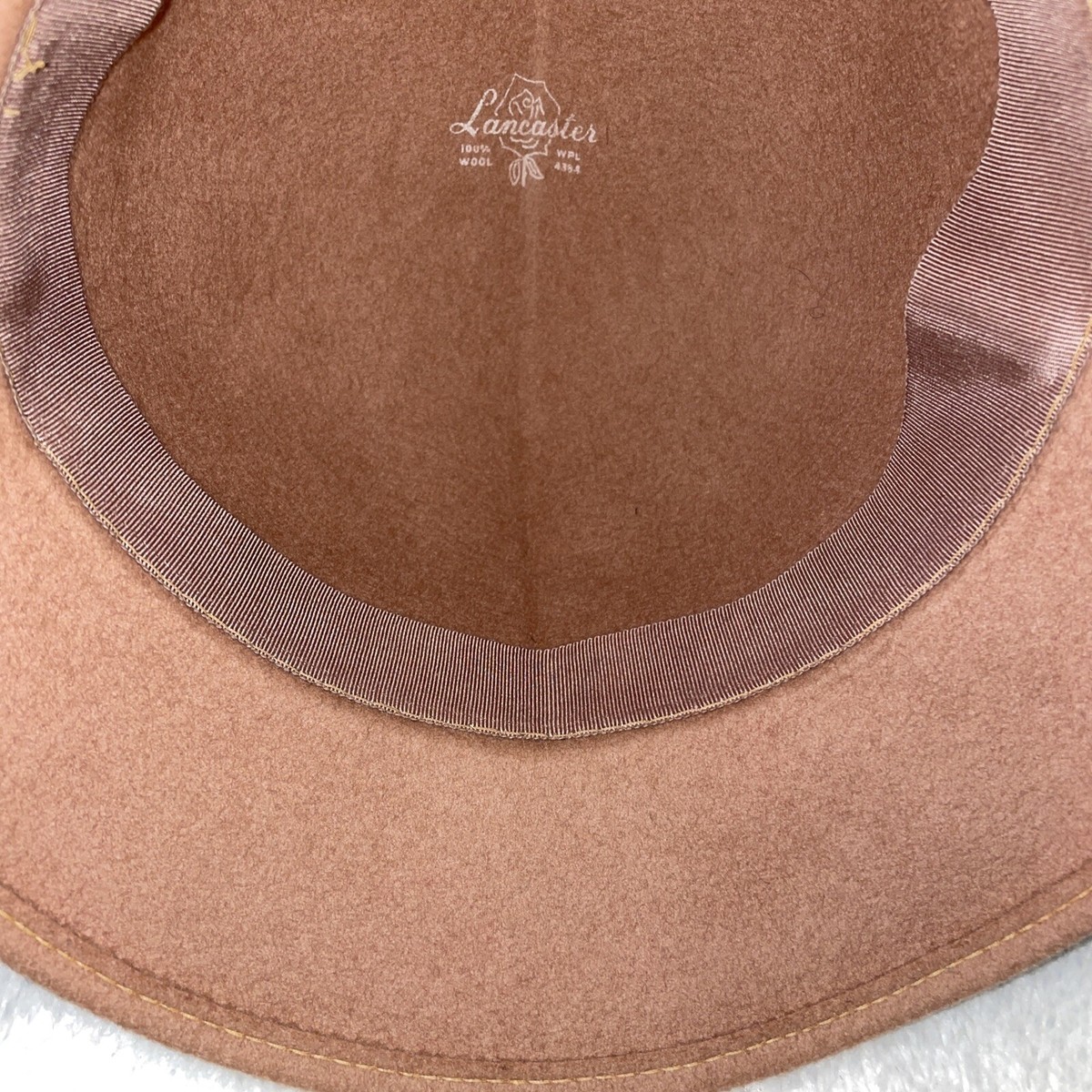 Vintage Lancaster Hat 100% Wool Beige Tan Wide Brim with 