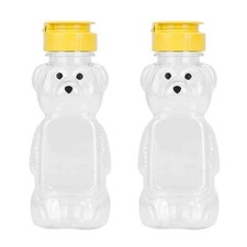 2Pcs Yellow 8 Oz Plastic Bear Honey Bottle Jars, Empty Honey Squeeze Bottle