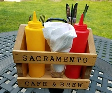 Picnic serving caddy, handmade, wooden, custom, beer, picnic, BBQ, Kitchen