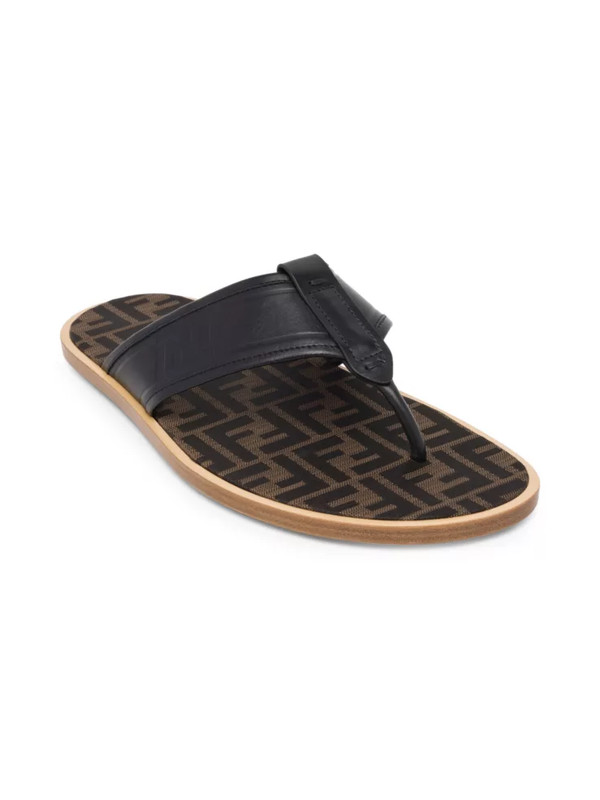 100% AUTHENTIC NEW MEN FENDI ZUCCA SLIDE THONG SANDALS UK 11/US 12 D