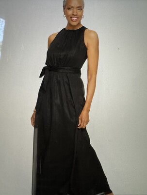 Talbots Maxi Dress Sleeveless Silver Stripe Cocktail Goth Glam HOCO Prom |  eBay