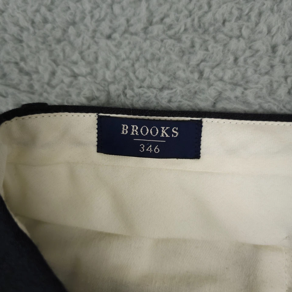 VTG Brooks Brothers 346 Pants Mens 34x32* Black Wool Flat Front Trousers Canada - Image 3 of 4