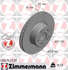 2x ZIMMERMANN Bremsscheibe COAT Z 400.1421.20 f&uuml;r KLASSE MERCEDES W140 C140 300