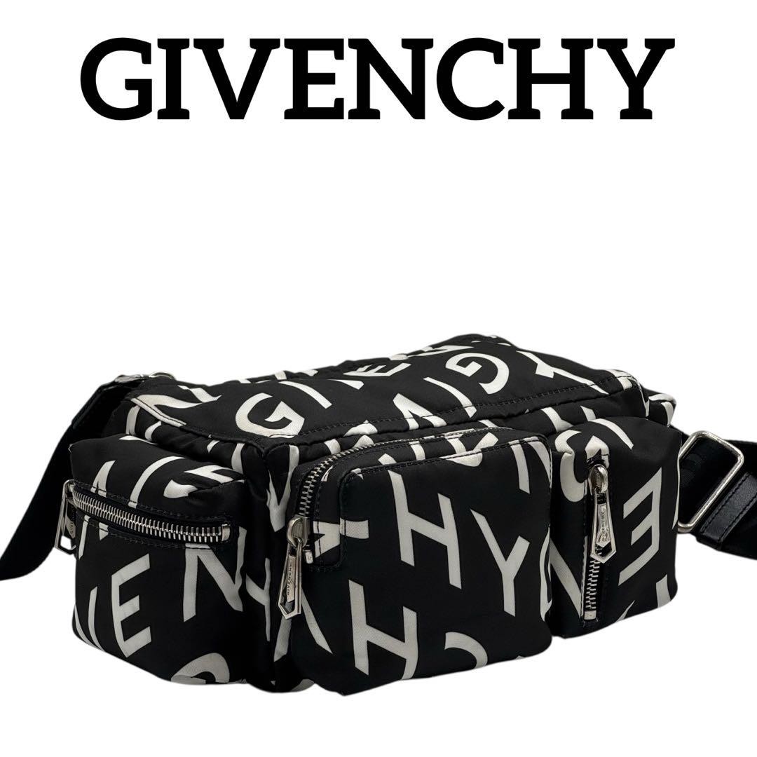 Rare GIVENCHY Black Nylon Body Bag Waist Pouch Belt Bag Crossbody Bag