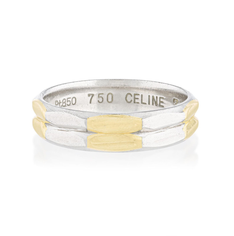 Celine 18K Yellow & White Gold Band ring, 3.8g, size 4