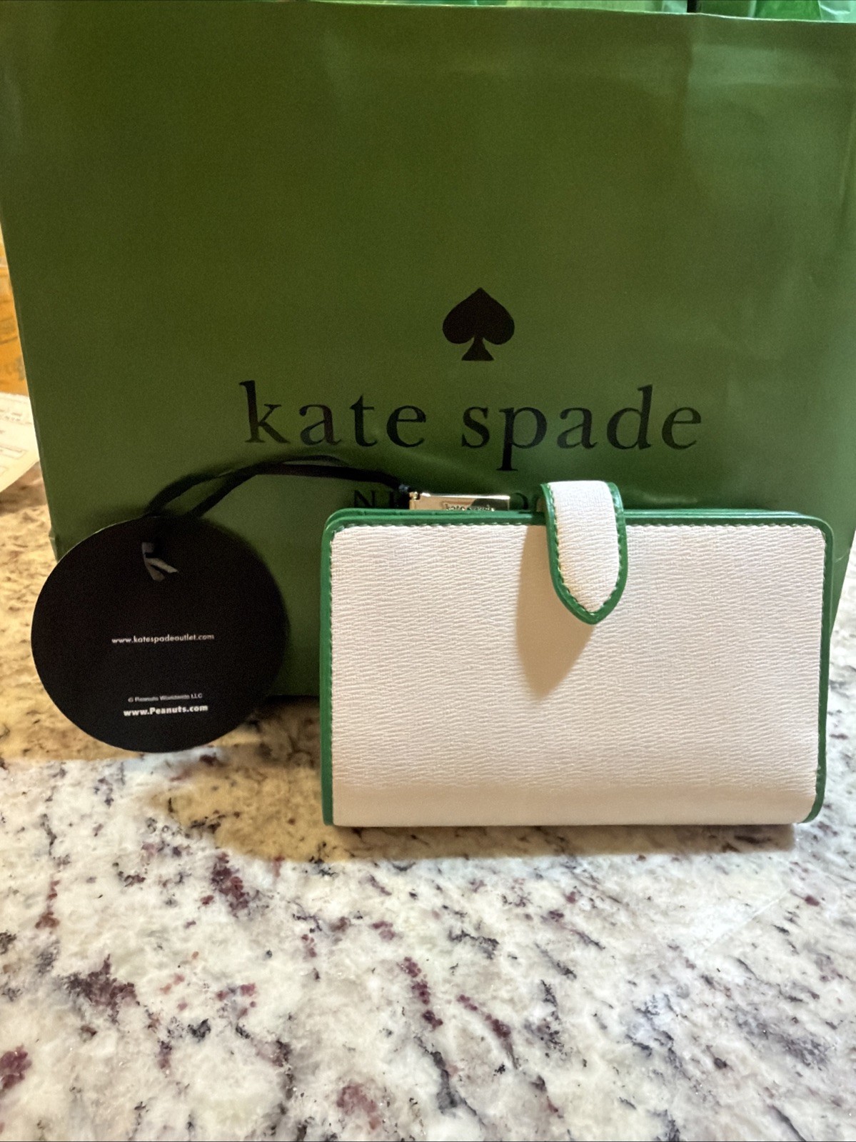 Kate Spade Peanuts x KSNY Medium Bifold Wallet KM584 CU3 Cream Multi