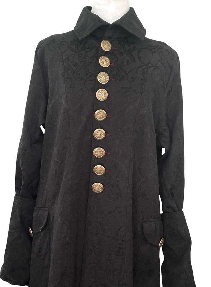 Abrigo Gótico Funhouse Para Mujer Talla M Negro Brocado Gótico Bruja Victoriano Steampunk Foto 4 de 4