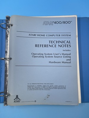 Atari 400/800 Home Computer Operating System User s Manual In 3 Ring Binder
