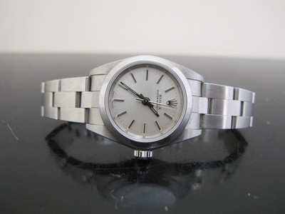 ROLEX Oyster Perpetual 76080 Stainless Steel SILVER DIAL Automatic Ladies Watch
