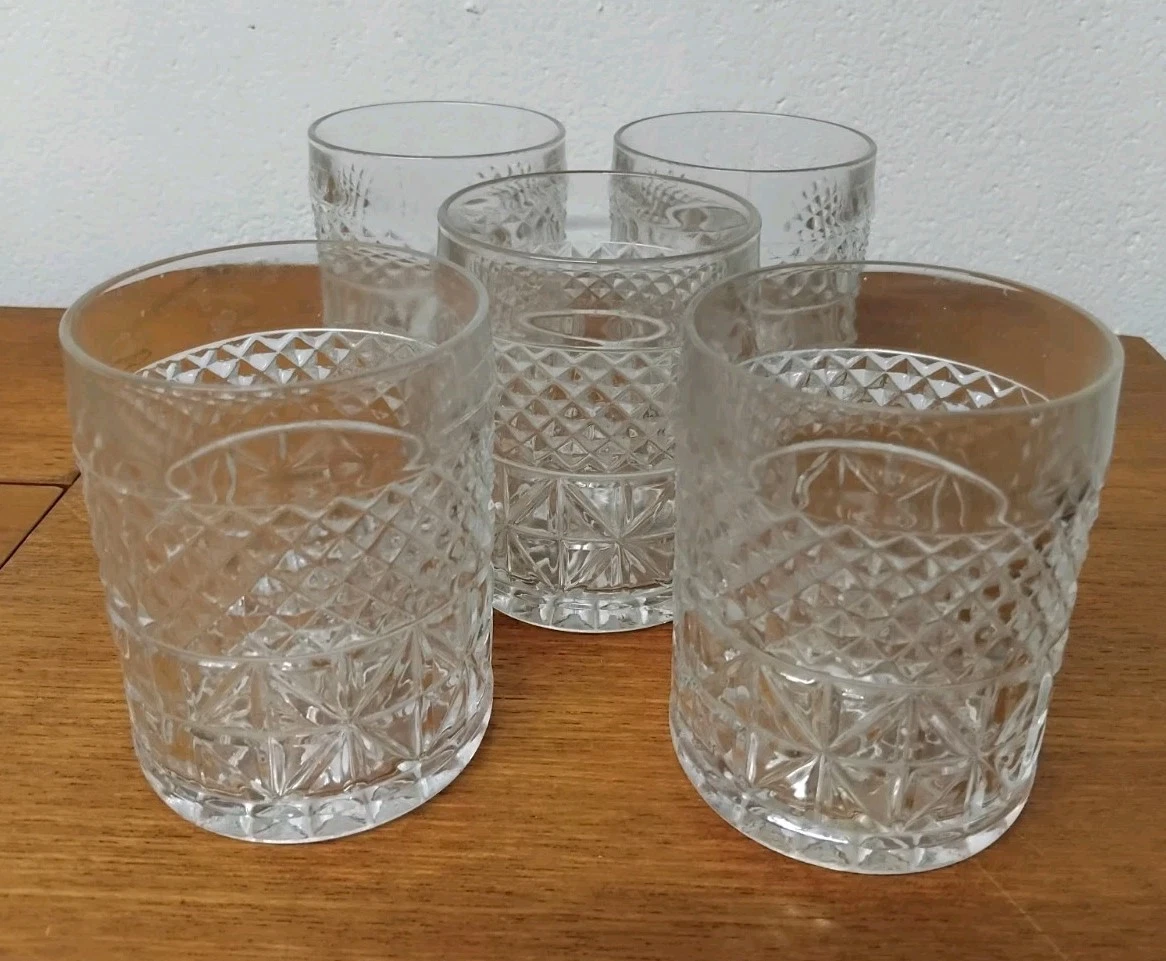 4 Verres à whisky cristal moulé vintages Transparent