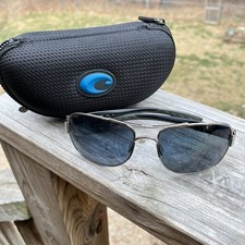 Costa Del Mar 59mm Cocos Aviator Gray 580P Sunglasses CC 21 Silver Frame