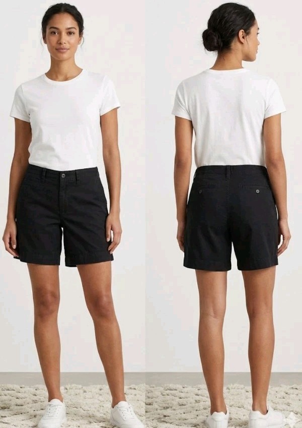LRL Ralph Lauren Women's Shorts Size 12 Black Slash Pockets Cotton
