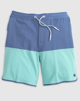 johnnie-O Tully Half Elastic 7'' Surf Shorts - Scalloped Hem Monsoon