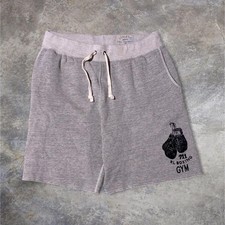 Polo Ralph Lauren Vintage RL Boxing Gym Grey Fleece Sweat Shorts Mens XL RARE