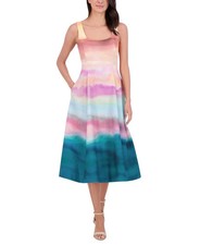 Vince Camuto Women's Scoop-Neck Fit & Flare Scuba Midi Dress - Multi - 6
