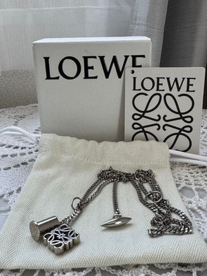 Auth Loewe Anagram Necklace Silver #302736L23B LOEWE Anagram Necklace Silver WS14738 – NUIR VINTAGE main image 4