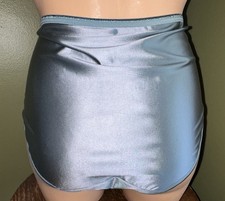 Vtg Styl Glossy Slippery Blue 2nd Skin Butter Satin Brief Pantie 0XL NEW Oily