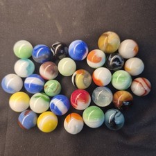 Lot 30 Vintage Marbles Glass Akro Vitro Peltier Marble King Swirl Patch VG USA