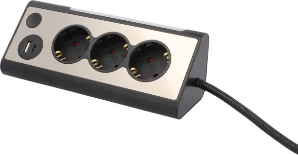 Unitec Tischsteckdose 3-Fach Mit Schalter 2X USB A+C Anschluss 1,4 M-image