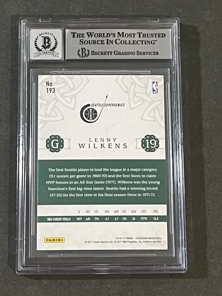 LENNY WILKENS & GAIL GOODRICH 2016-17 PANINI SIGNED AUTOGRAPHED CARD BAS GEM 10 - Image 3 of 3