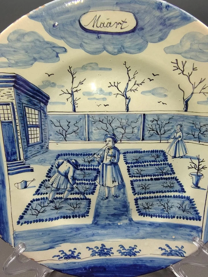 Delft Monatsteller 1759 Joost Brouwer – „Maart“ – Delftware Ø23,5cm - Bild 3 von 4