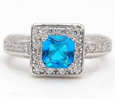 2CT Blue Topaz Topaz 925 Solid Sterling Silver Ring Jewelry Sz 9 IB1-5