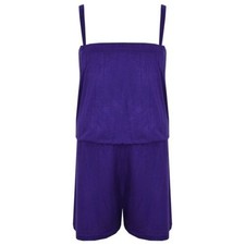 Kids Girls Plain Purple Color Playsuit Trendy All In One Jumpsuit New Age 5-13