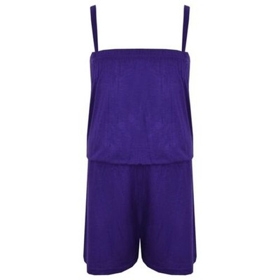 Kids Girls Plain Purple Color Playsuit Trendy All In One Jumpsuit New Age 5-13