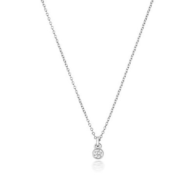 1 natürlicher Diamant bündig Collier 18kt Weißgold gepunzt British Made