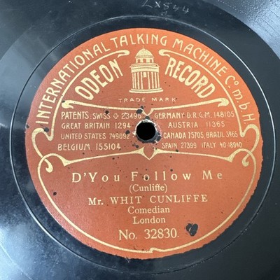 WHIT CUNLIFFE I Would, I Would / D'You Follow Me ODEON 78rpm