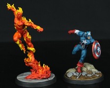 Marvel Crisis Protocol CAPTAIN AMERICA HUMAN TORCH - PAINT COMMISSION