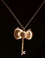 Hello Kitty Sanrio Compact Mirror Pendant Necklace Bow Shaped Key Locket