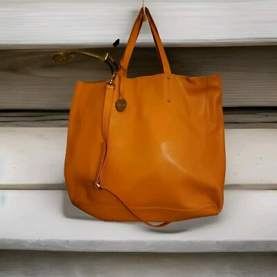 Pulicati Leather Tote PULICATI SAFFIANO BRIGHT ORANGE LEATHER MADE