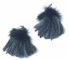 Woll - Quasten Wolle / echt Kaninchen Fell 45 x 55 mm grau meliert Bommel Quaste