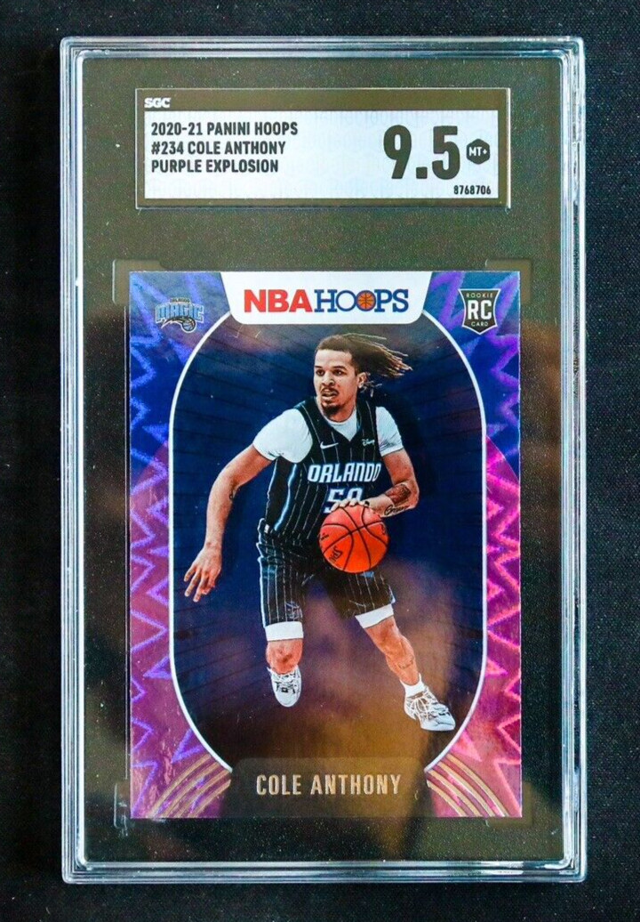 2020 Panini Hoops - Cole Anthony - Rookie Purple Explosion SGC 9.5 Mint +