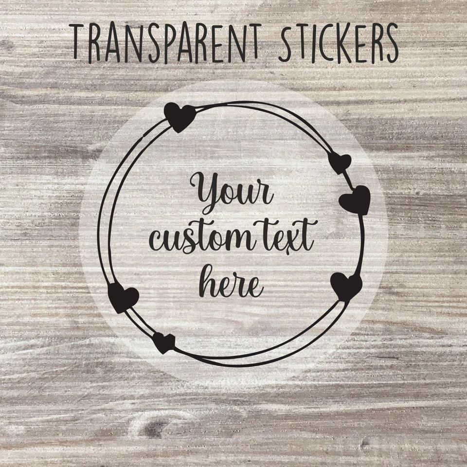 HANDMADE 24 x Personalised Clear Stickers, Wedding Stickers, Name stickers, Transparent