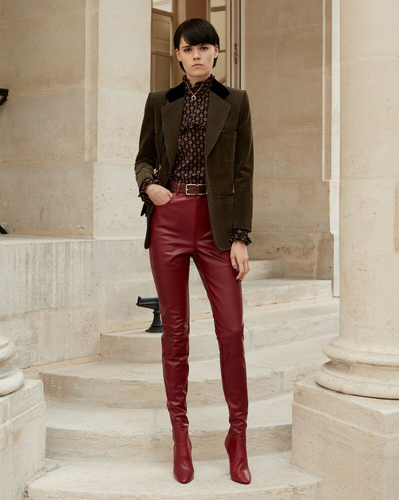 NEW YSL Saint Laurent Red Leather Pantaboots sz 38 EUR Boots Pants **RARE** - 第 1/24 張圖片