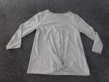 Loft top small gray womens pullover outlet stretch cotton polyester