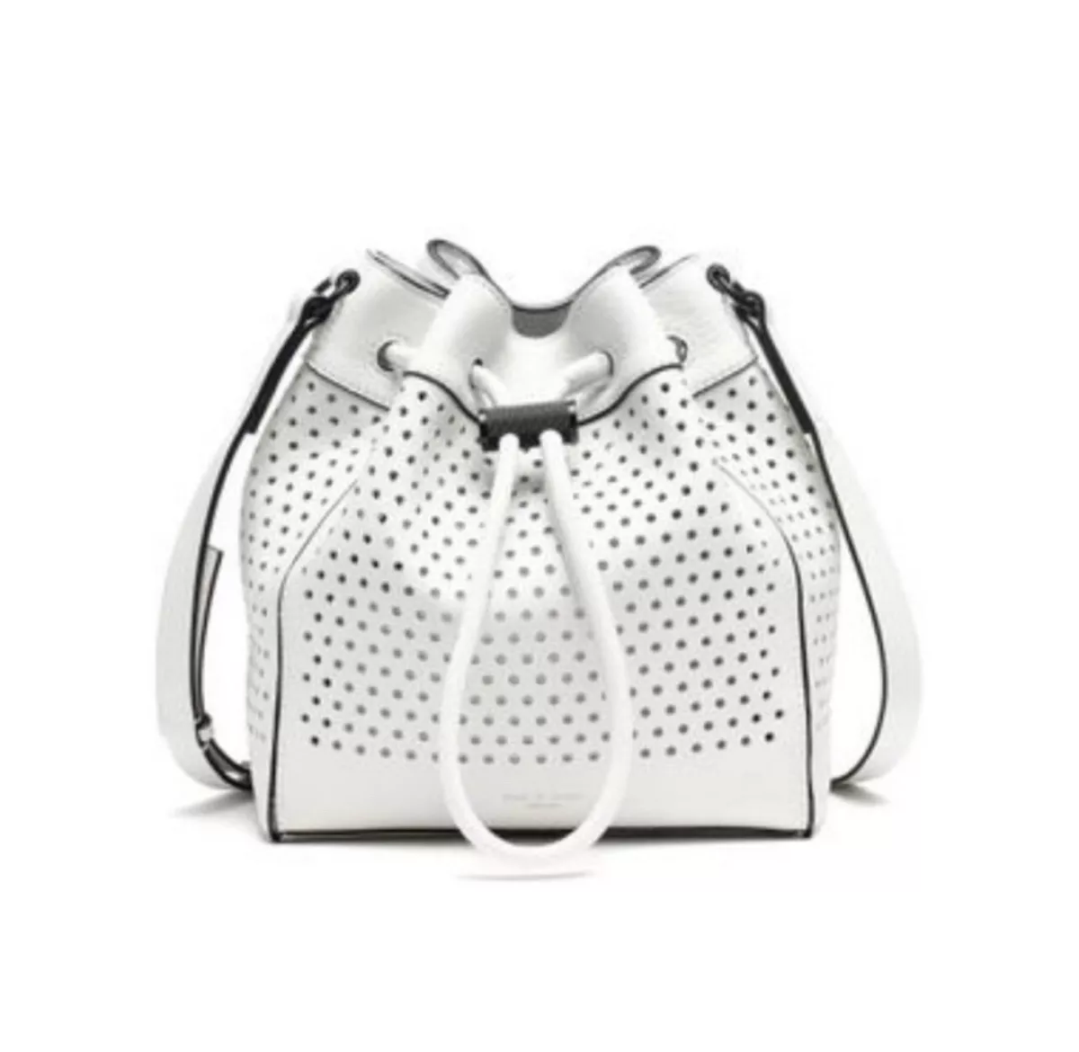Rag Bone Mini Aston Leather Perforated Off White Drawstring