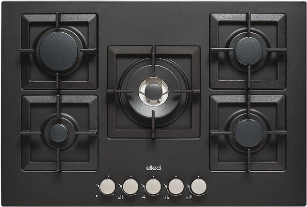 Elleci PGSP75140CS Ebene Kochen 5 Brenner 75CM Granitek Schwarz Gitter Gusseisen-image