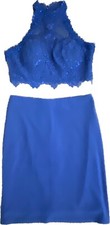 Alyce Paris Size 4 Royal Blue Sequin 2 Piece Top Skirt Homecoming Wedding READ