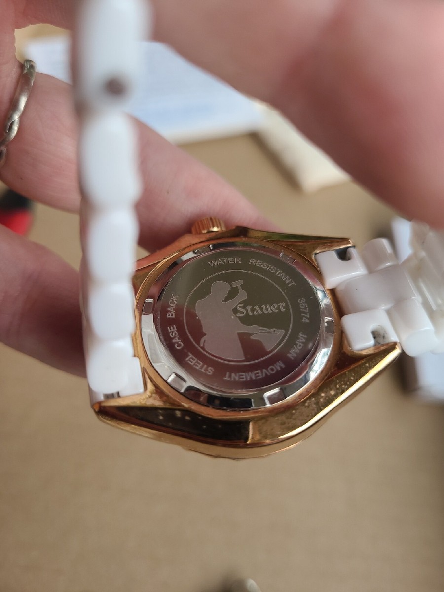 Stauer 35774 Women Rose Gold White Ceramic Japan Movement Crystal Watch NEW Stauer Watches for Women for sale | eBay main image 4