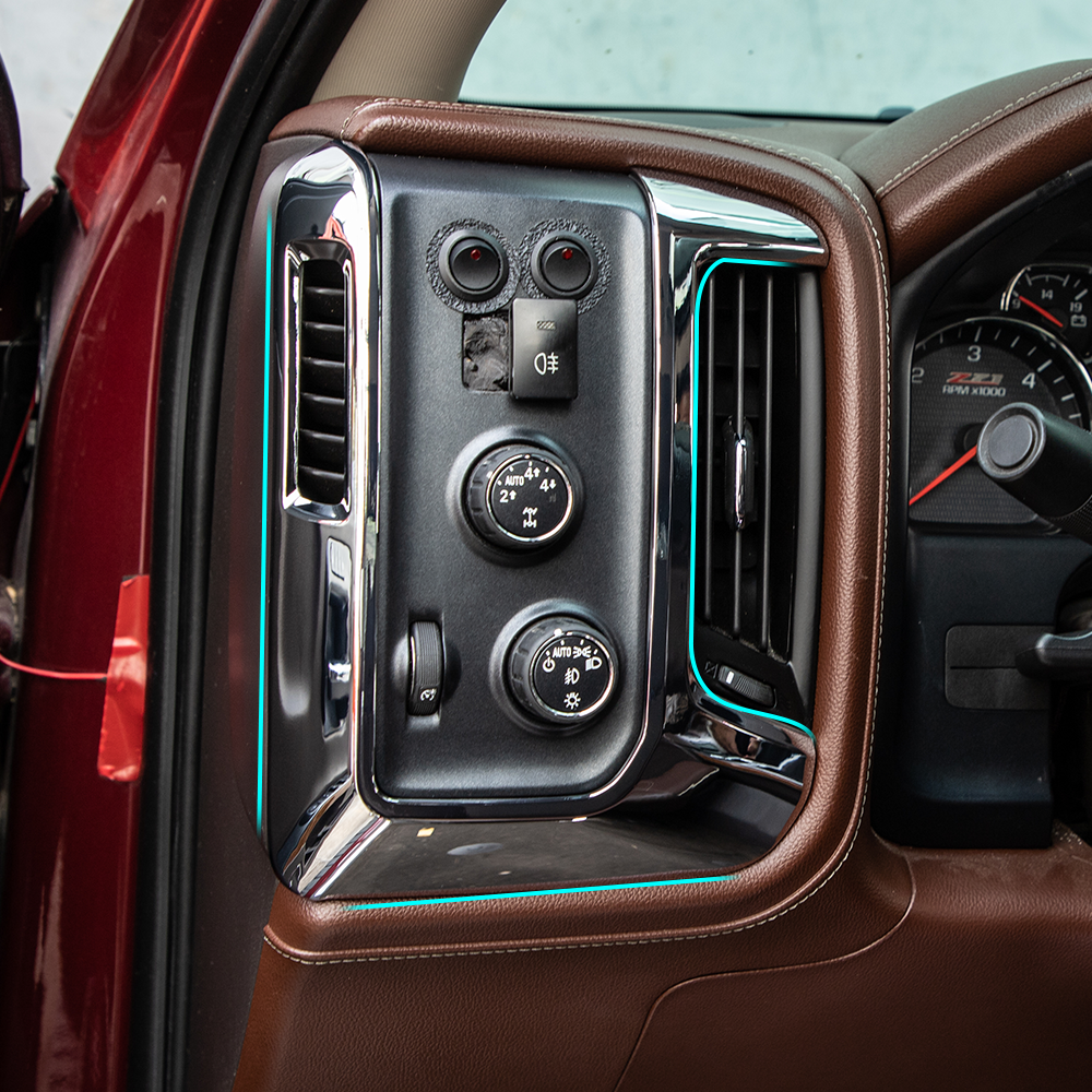 CheroCar Chrome Dashboard Center Console Cover Trim For Chevy Silverado & GMC Sierra 2010-2017 (3-Piece Set)